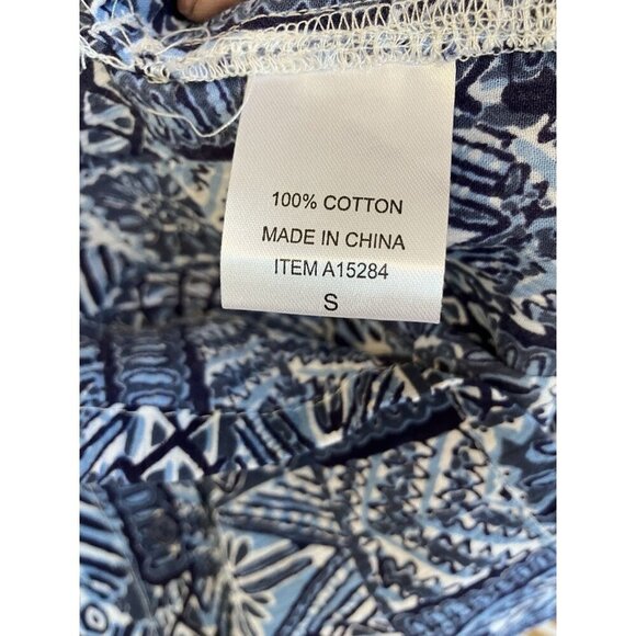 Appleseeds Women’s SM Blue Crinkled Cotton Geometric Print Button Down Shirt NWT - Picture 12 of 12